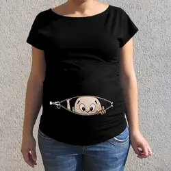 Для женщин для беременных с коротким рукавом мультфильм печати футболки Беременность одежда Lactancia Ropa Грудное вскармливание удобная одежда