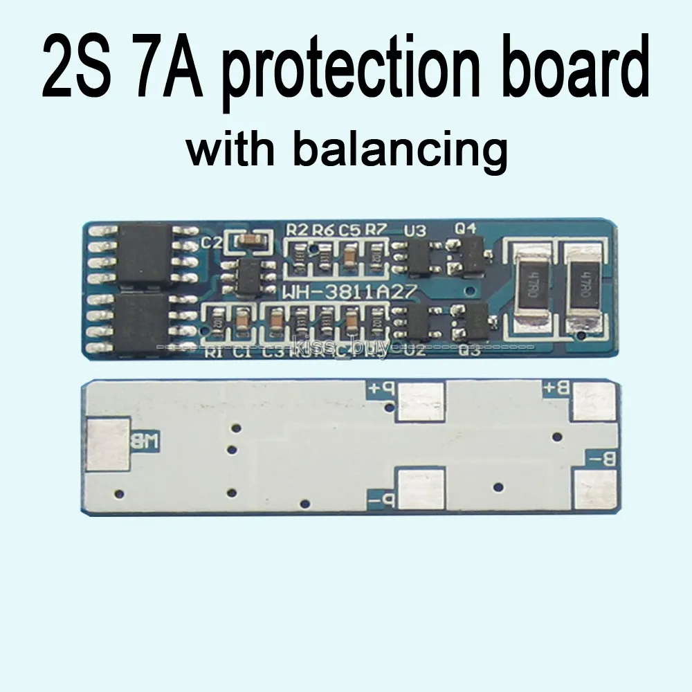 2S cell 7A li ion BMS PCM 18650 lithium battery protection