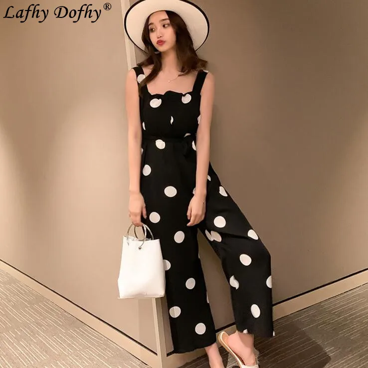 

Spring and summer new style korean version loose high waist slim leisure straight temperament chiffon nine points jumpsuit 250
