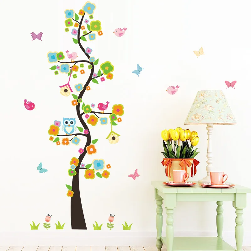 

Animal owl butterfly flower tree vinyl wall stickers for kids rooms boys girl home decor sofa living wall decals child sticker