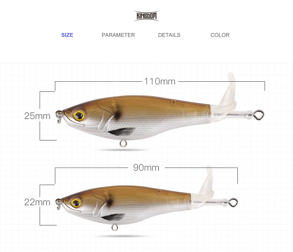 Kingdom 2019 New Whopper Plopper Fishing Lure 10cm 12cm Topwater Hard Baits Popper Soft Rotating Tail Wobblers Artificial Bait (2)