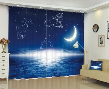 

Customized Moon Star City 3D Print Luxury Window Blackout Curtains Drapes For Living room Bed room Office Hotel Wall Christmas