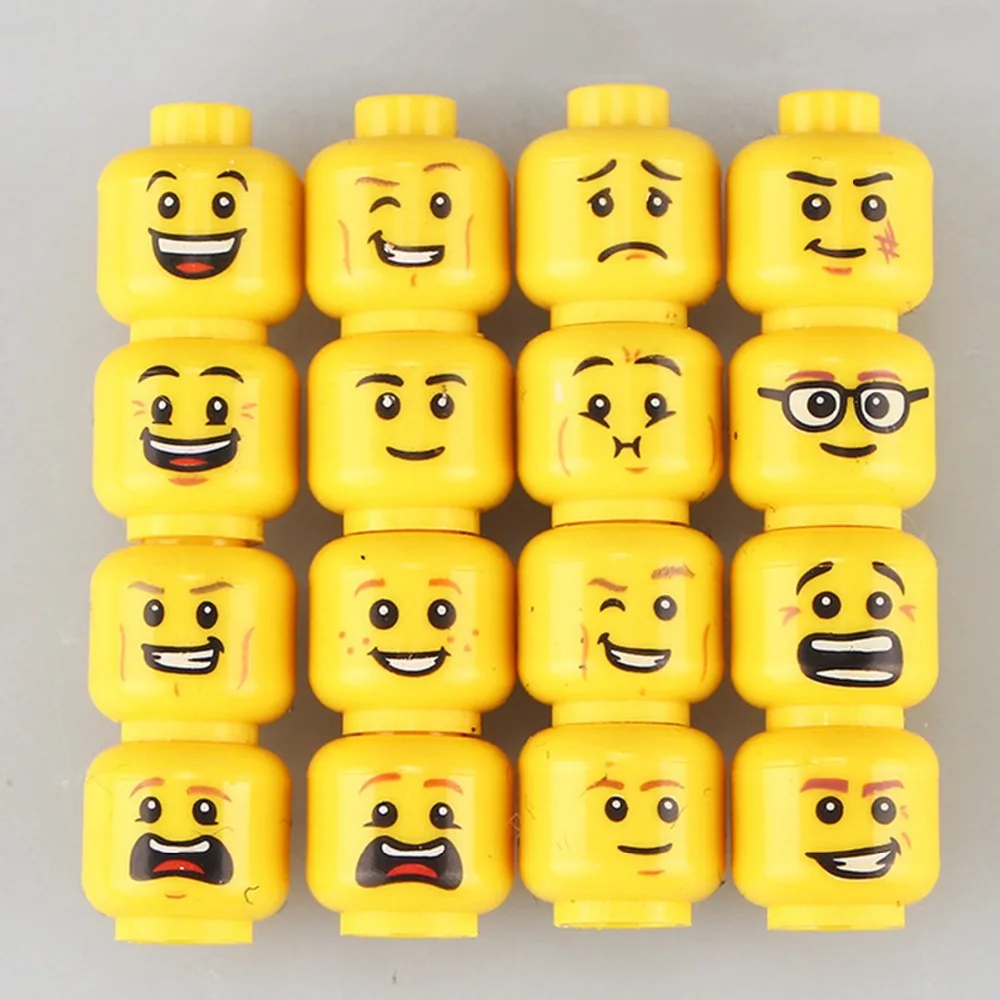 

16 pcs/Lot Funny Model Bricks Toys For Children Figure Face Head Female Accessories Buidling Blocks Set