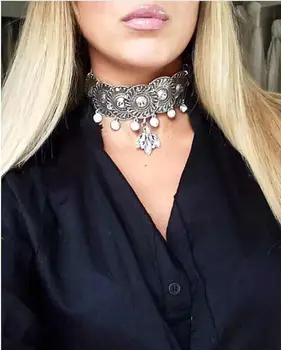 

Vintage Gold Choker Necklace Inlay Crystal Rhinestone Women Statement Necklace Fashion Jewelry