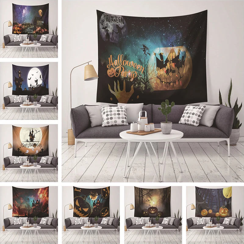 

Halloween Wall Hanging Printed Pumpkin Tapestry Witch Horrible Tapestry Funny home Decor Yoga Mat Beach Towel Holiday Gift