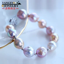 YANCEY Origina натуральный барокко в форме яркого света пресноводного жемчуга браслет, с S925 Богемия простой модный браслет