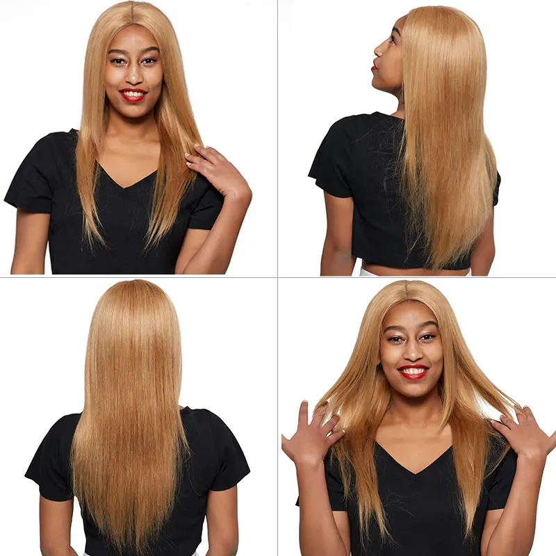 Colored #27 Honey Blonde Bundles Straight Human Hair Weave Bundles 100% Peruvian Hair Extensions Shining Star Thick Weft NonRemy (32)