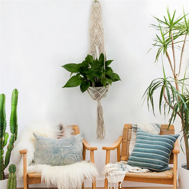  2018 New Macrame Rope Plant Hanger Garden Flower Pot Holder Hanging Basket Decoration F#4S20 (3)