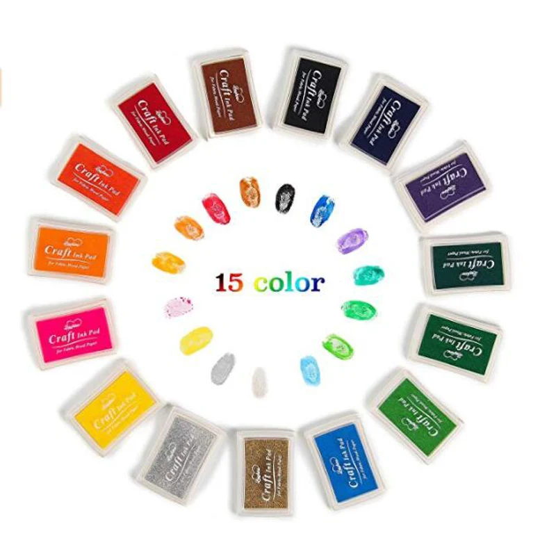 15 Colors Craft Ink Pad Stamps Partner DIY Finger Printing Card Making Children DIY Painting Inks (1)