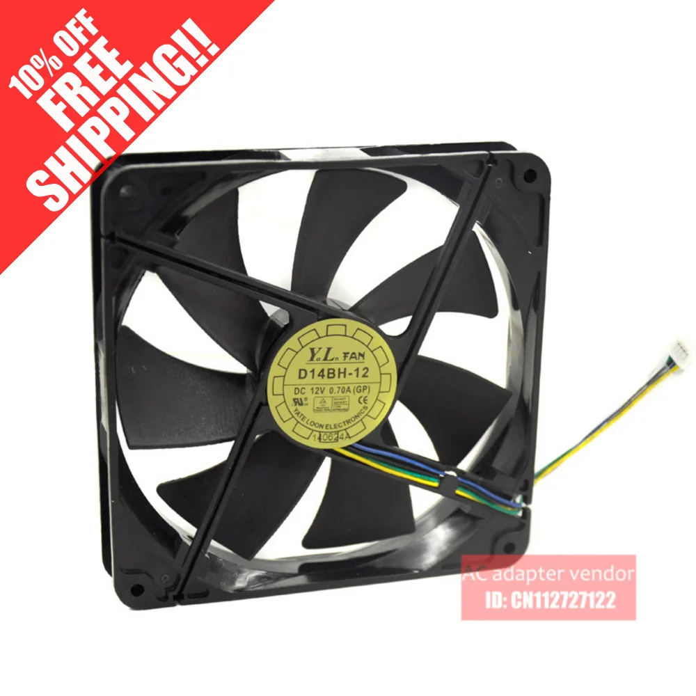 Новый YATE LOON D14BH 12 14025 14 см двойной шарикоподшипник 12V 0.70A 4 провода ШИМ Вентилятор