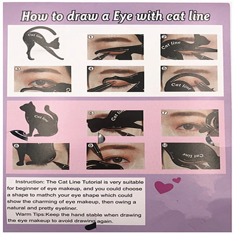 Быстрая красота 6 в 1 с макияж кошка подводка для глаз дымчатые тени рисунок шаблон Shaper модель для женщин Девушка
