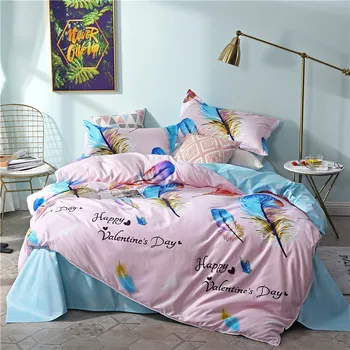 

Cartoon feather 3/4pcs Bedding Sets girls fashion Duvet Cover Bed Sheets Pillowcases twin queen king Comforter cover bedclothes