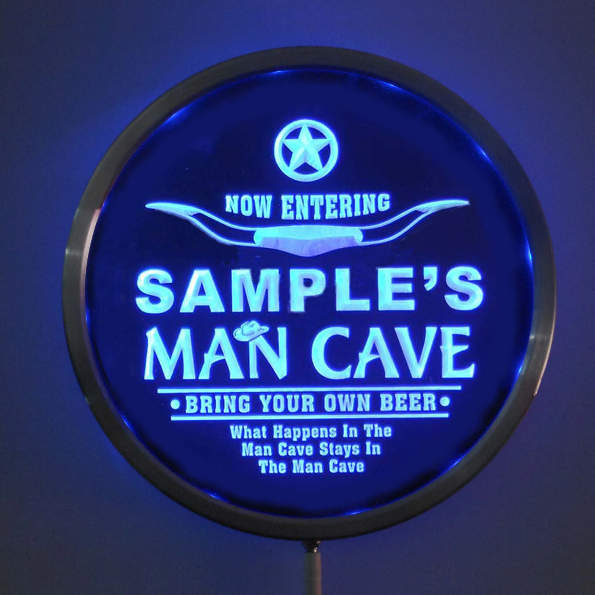 rs pb tm Custom LED Neon Round Signs 25cm/ 10 Inch Personalized MAN CAVE Room Sign RGB Multi