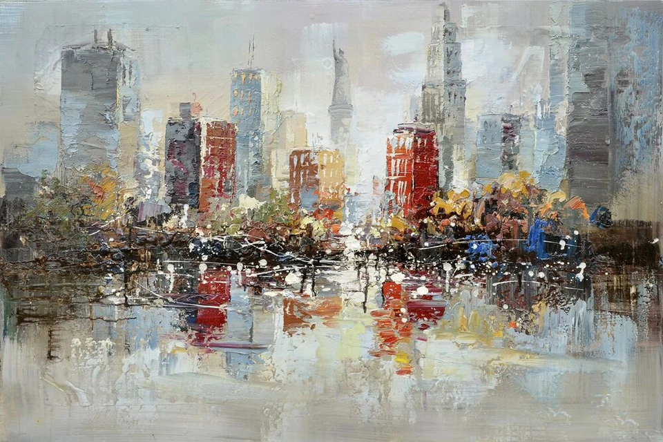 Innenstadt Von New York City Handgemachte Olgemalde Auf Leinwand Stadtischen Skyline Bilder Fur Wandkunst Dekoration Im Wohnzimmer Oil Painting Handmade Oil Paintingpaintings On Canvas Aliexpress