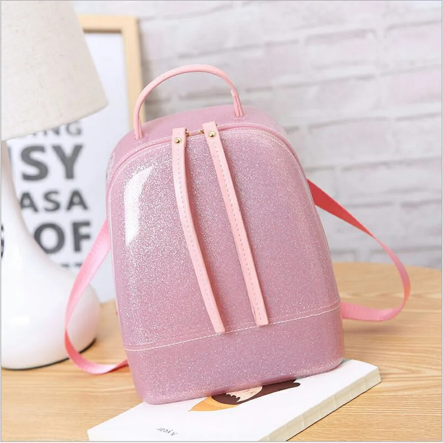 2017 Jelly Backpack Cute Candy Backpacks For Teenage Girls Plastic Silicone Waterproof Transparent Backpack PVC School