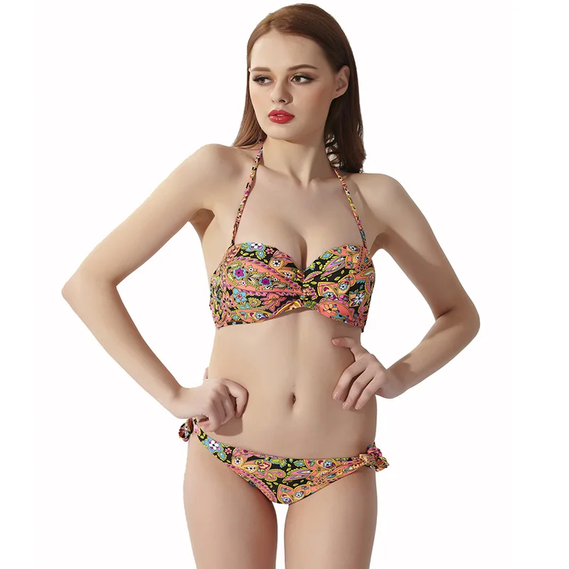 CTS Backless Bow Tie Up Biquini Sexy Women Bikini Swimwear Printed 2 Pieces Low Waist Beach Bikinis Women Swimsuit Bikini Set (3)