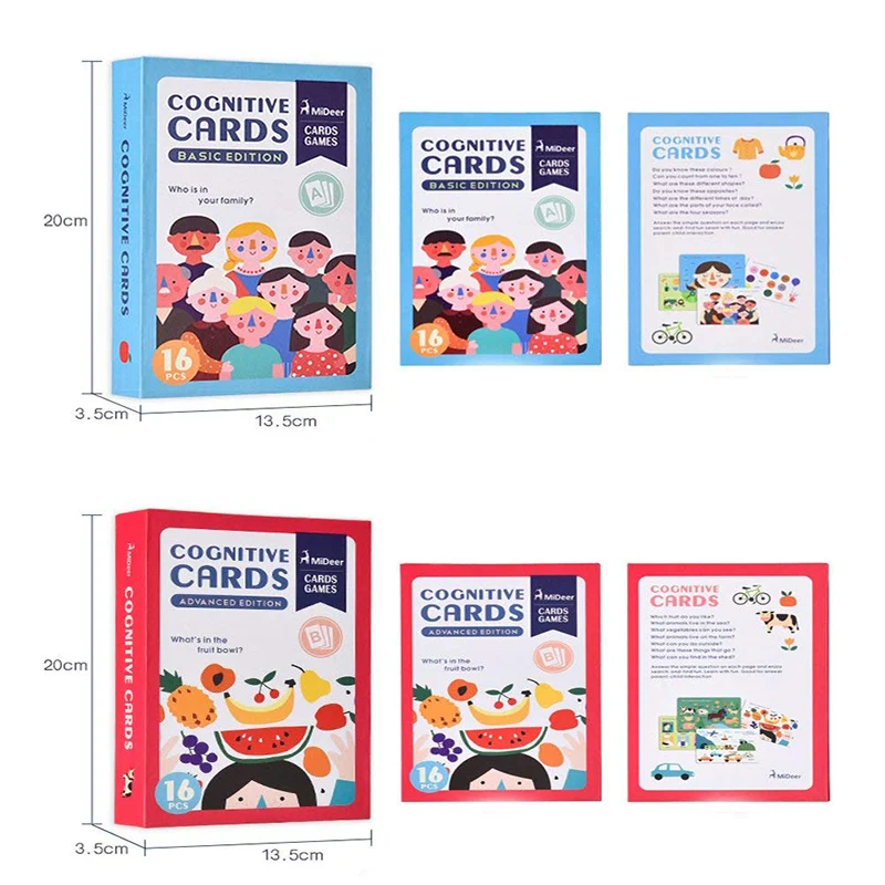 

MiDeer Kids Daily Knowledge Enlightenment Cards Advanced&Basic Edition Educational Cognitive Card Color Shape Toys For Children