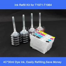Комбо набор для наполнения чернил, 4*30 мл краситель Чернила+ многоразовые картриджи для XP-101 XP-201 XP-401 XP-204 XP-214 XP-211 WF-2532