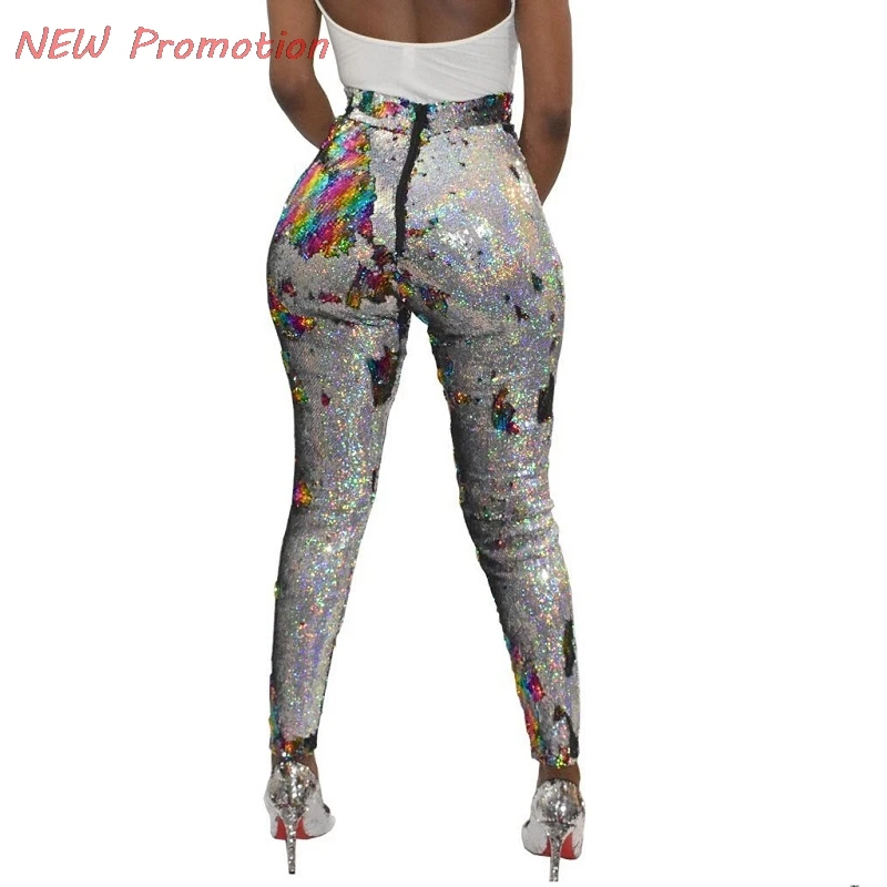 

Sequin Pants High Waist Legging Women 2018 Streetwear Sexy Feminina Punk Bling Leggins Shining Size Biased Small Code