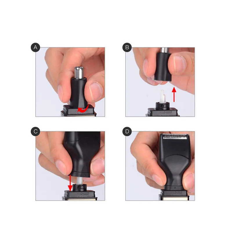 Aparador de Nariz Cuidados com o Cabelo 4 em 1 Elétrico Recarregável Barbeador Navalha Homens Rosto Conjunto Remoção Costeletas Sobrancelha Orelha Barba Trimer 46 Usb 6 High Quality Beleza e saúde