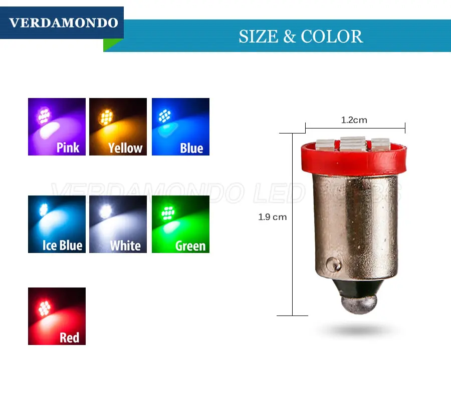 4 Pcs High Quality T4W BA9S 8 SMD 1206 LED Interior Bulb 3020 8smd Wedge Auto Reading Dome Lamps Car Marker Light 12V 7 Colors