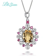 I&Zuan Natural stone yellow citrine necklace & pendant for woman garnet 925 sterling-silver-jewelry luxury diamond fine jewelry