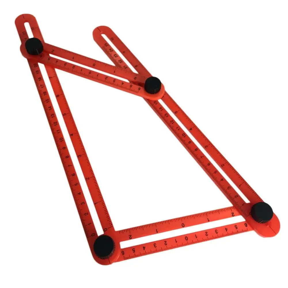 Четырехсторонняя линейка измерительный инструмент угол-изобразить шаблон угол инструмент механизм слайды для ручных строителей ручные мастера - Цвет: Красный