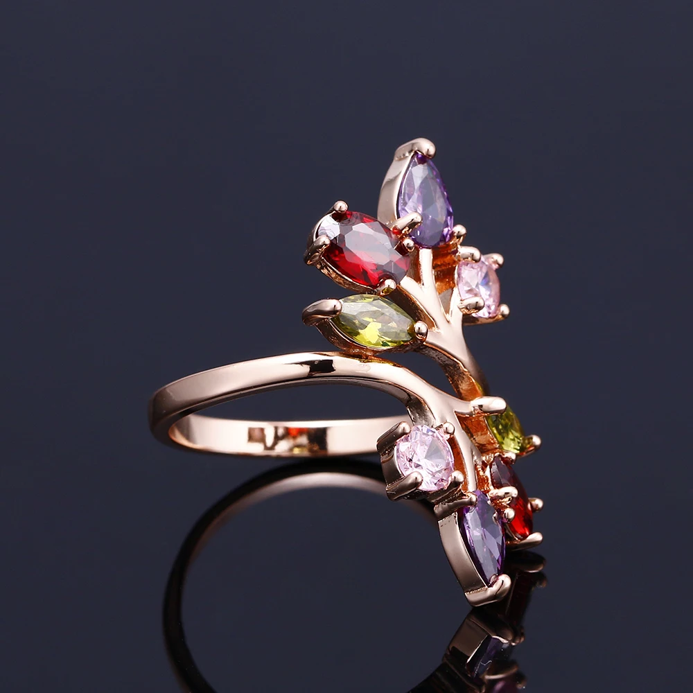 KAMERAON обручальное кольцо для женщин, многоцветные циркониевые ювелирные изделия, изысканная Роза, кристалл, камень, Женские аксессуары, обещающие кольца в стиле «Бохо»
