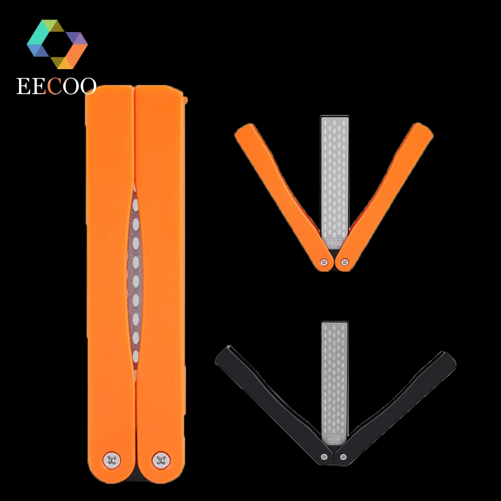 

EECOO Professional Knife Sharpener Folding Double-Sided 400/600 Gird Sharpening Stone Pocket Sharpener Vegetable Kitchen Knife