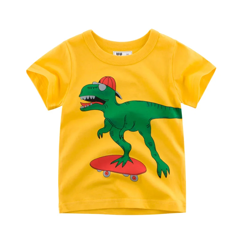 Летние футболки с принтом динозавра для мальчиков, одежда топы с короткими рукавами для детей возрастом от 2 до 8 лет, детские футболки с рисунками г., детский топ, наряд