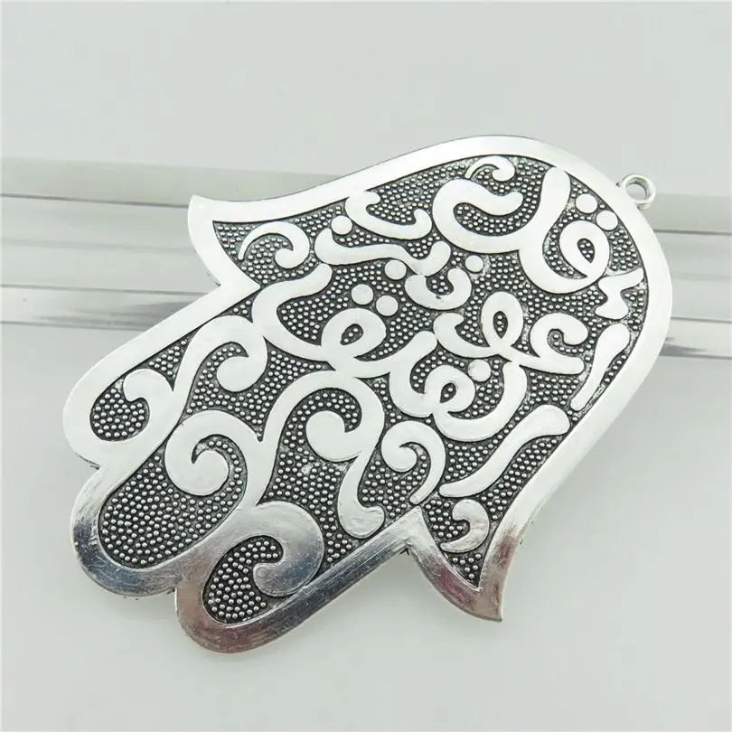

2pcs Vintage Silver Alloy Plus Hamsa Hand Faith Pendant Jewelry Findings 19872