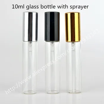 

30PCS/lot 10ml glass perfume bottle with sprayer portable travel refillable perfume atomizer cosmetic containers