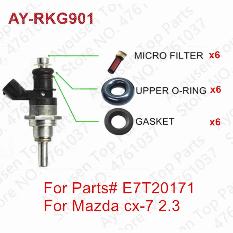 6 комплектов GDI топливный инжектор Ремонтный комплект для Мазда 3/6/CX-7 2,3 деталей# E7T20171 l3k9-13-250a для AY-RKG901