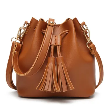 

030418 new hot lady small tassel bucket bag female shoulder bag