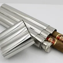 Новинка, 1 шт., чехол для сигар из нержавеющей стали, военный, походный, дорожный, с одной/двойной трубкой, с кулоном, для вина, 210 мм