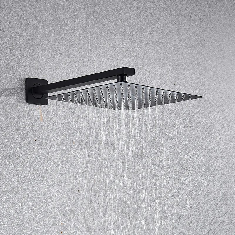  Matte Black LED Digital Display Shower Faucet Set Rain Waterfall Black Bathtub Shower System LCD Di