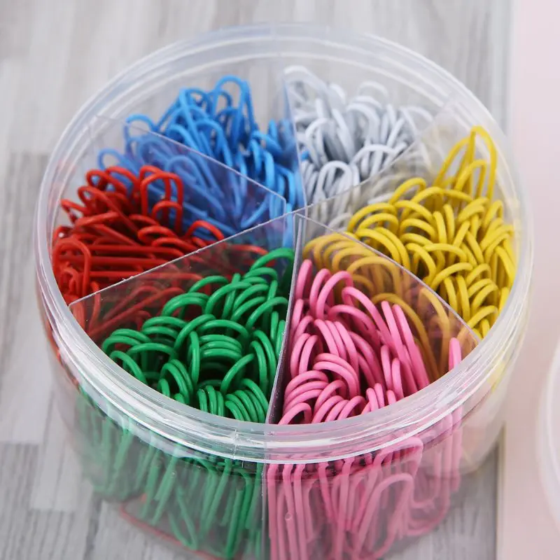 

450Pcs 28mm/1.10in 50mm/2.0in Paper Clip With 6-Grid Storage Case Bright Colors Photo Clip Bookmark DIY Handmade Decor School