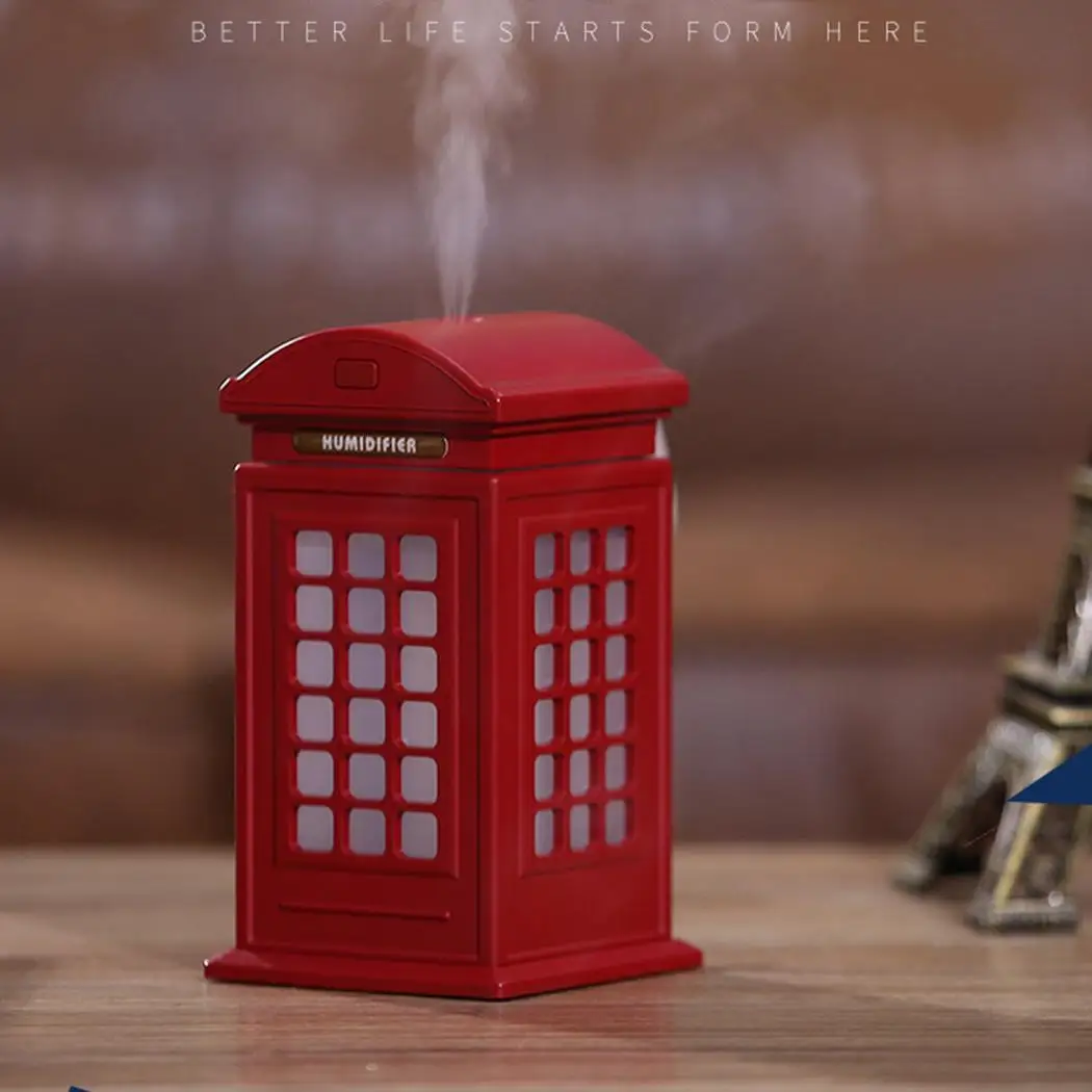 

Professional USB Air Humidifier Aromatherapy Essential Oil Diffuser with LED Light Telephone Booth Shape Ultrasonic Mist