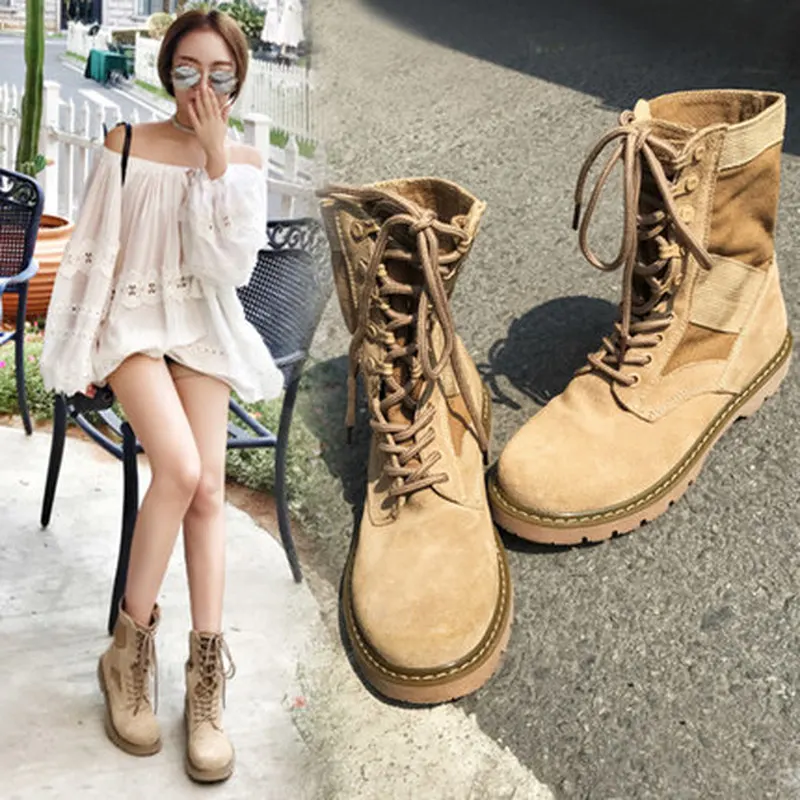 

Motorcycle Martin boots female 2018 new summer boots England wind flat students retro Korean version of the wild women's boots