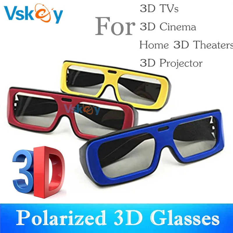 VSKEY 3Pcs Adult Polarized 3D Glasses For Passive 3D Televisions TV RealD Movie Theaters Cinema System Men Women