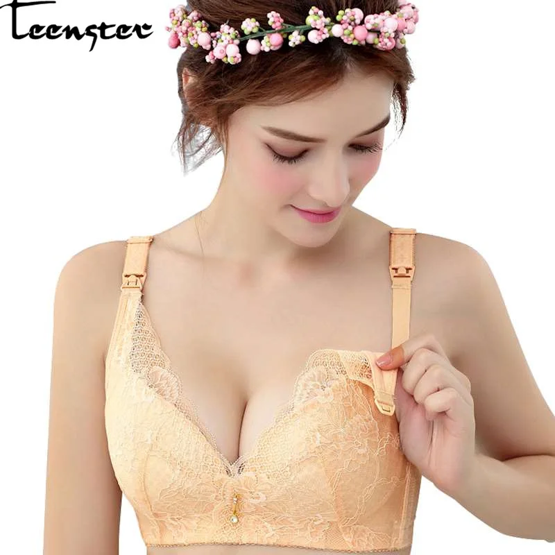 

Feeding Bra No Steel Adjustable Plus Size Maternity Bra Pregnant Woman Underwear Gather Together Prevent Sagging Nursing Bras