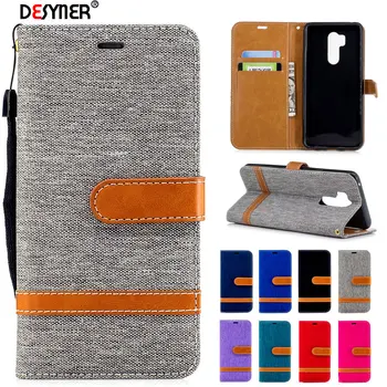 

Desyner Case For LG G7 Case Denim Mixed Colors PU Leather Wallet For Case LG G7 G 7 Flip Case with credit card holder