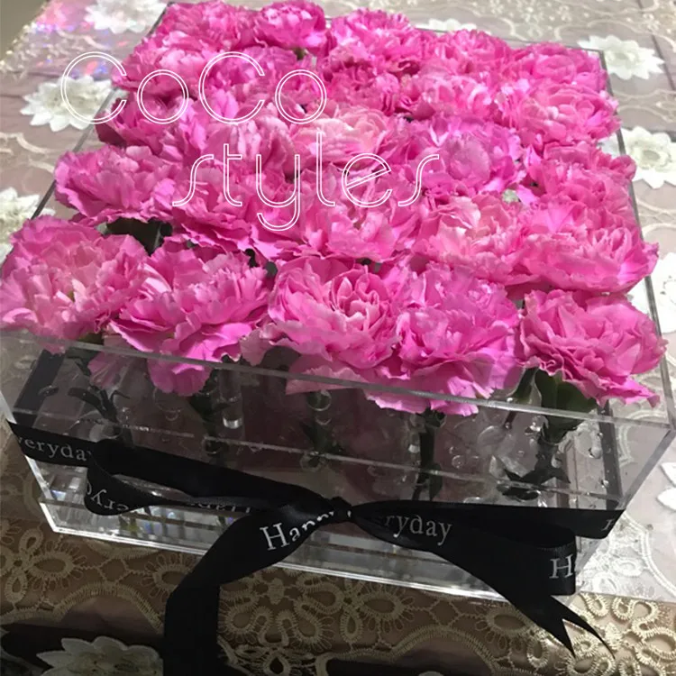 Cocostyles на заказ пустая акриловая Цветочная коробка с лентой и биркой для газона