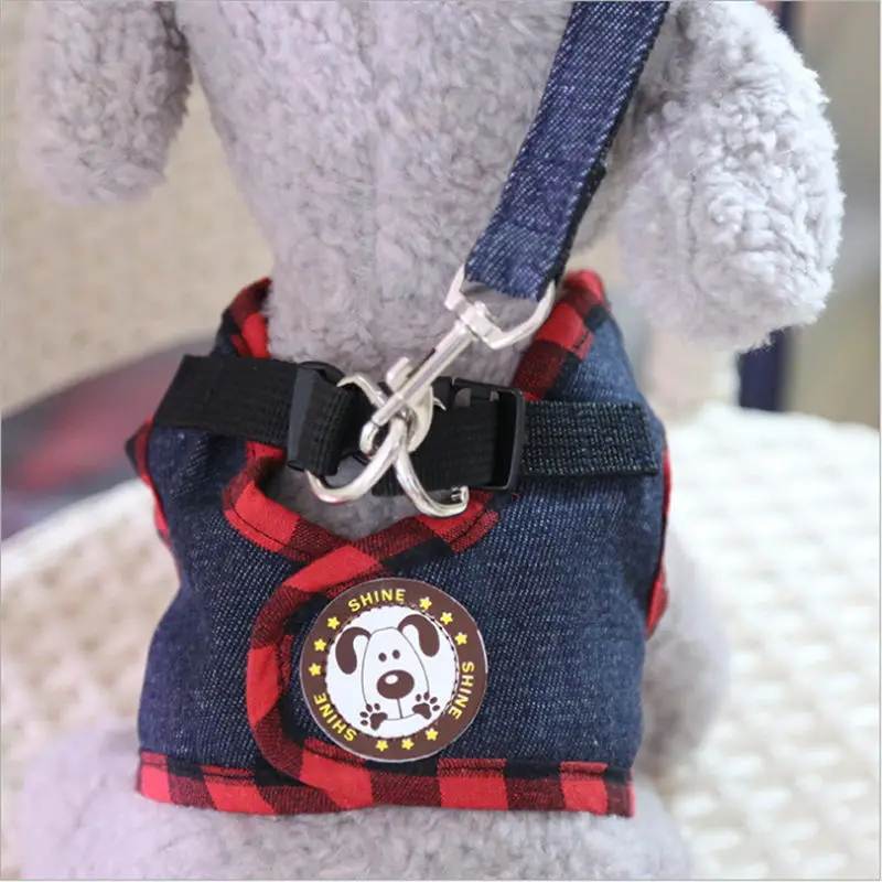 

Small Dog Harness Pet Puppy Vest Leash Walking Rope Jeans Harness Leash for Small Dog Cat Puppy Pet Outdoors