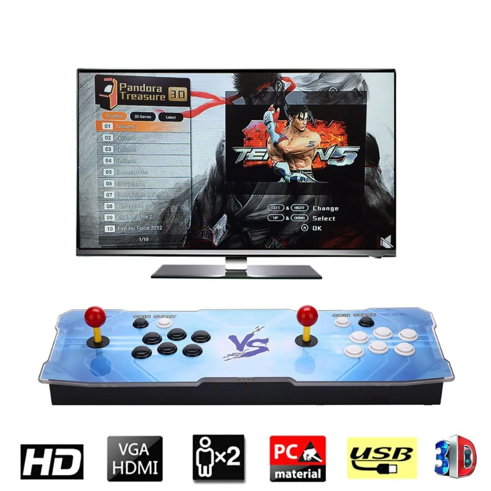

Pandora Treasure 3D Retro Arcade Console 2200 Games 1080P Full HD 2 Players Arcade Machine Add More Games Support 4 Players