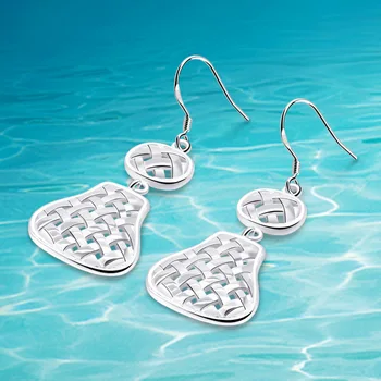 

925 sterling silver earrings for women, silver ornaments, gourd net drop earrings, female girl gifts