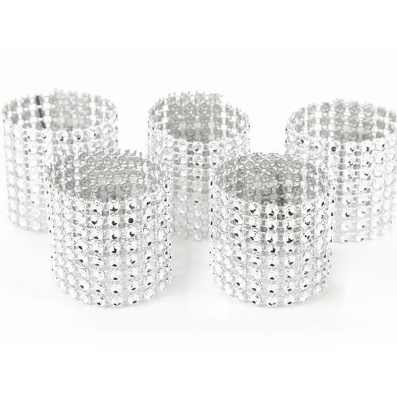 

10Pcs Napkin Rings for Wedding Diamond Napkin Holder Cup Flower Ornament Party Banquet Table Decoration Accessories
