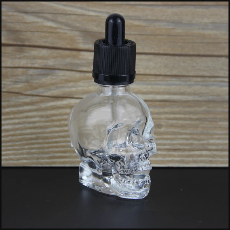30 мл бутылка с черепом прозрачная эмалированная форма стеклянная бутылка флакон-капельница с может быть заполнена с эфирным маслом бутылка с