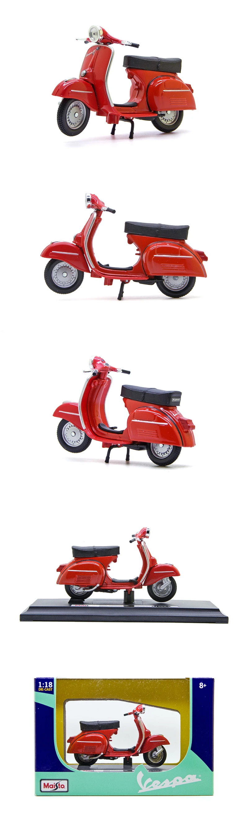 Maisto 1:18 VESPA Piaggio 1968 GTR красные модели мотоциклов Модель велосипедная база литая под давлением мото детская игрушка для коллекции подарков