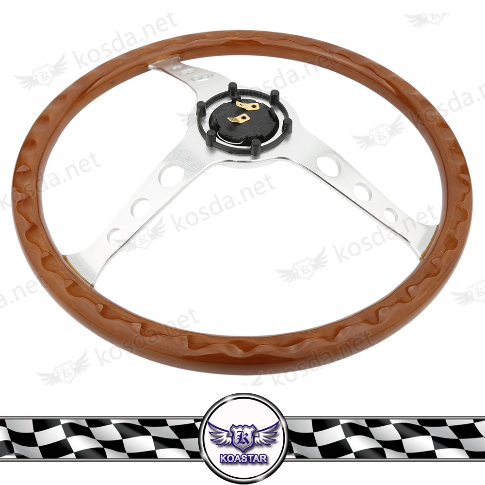 Деревянный 380 мм 15''Classic руль 3 отверстия хромированные спицы винтажная